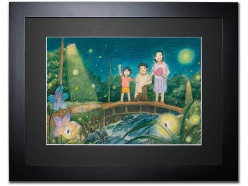 くげ じゅんこ 水彩画 サイン 額縁 付き 90×70cm Amazon｜情景画 蛍（坂道なつ）〔アクリル画・水彩画〕/ 絵画 壁掛け